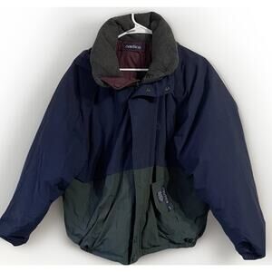 Vintage Nautica Duck Down Coat Reversible Jacket Color Block 90s Mens Medium